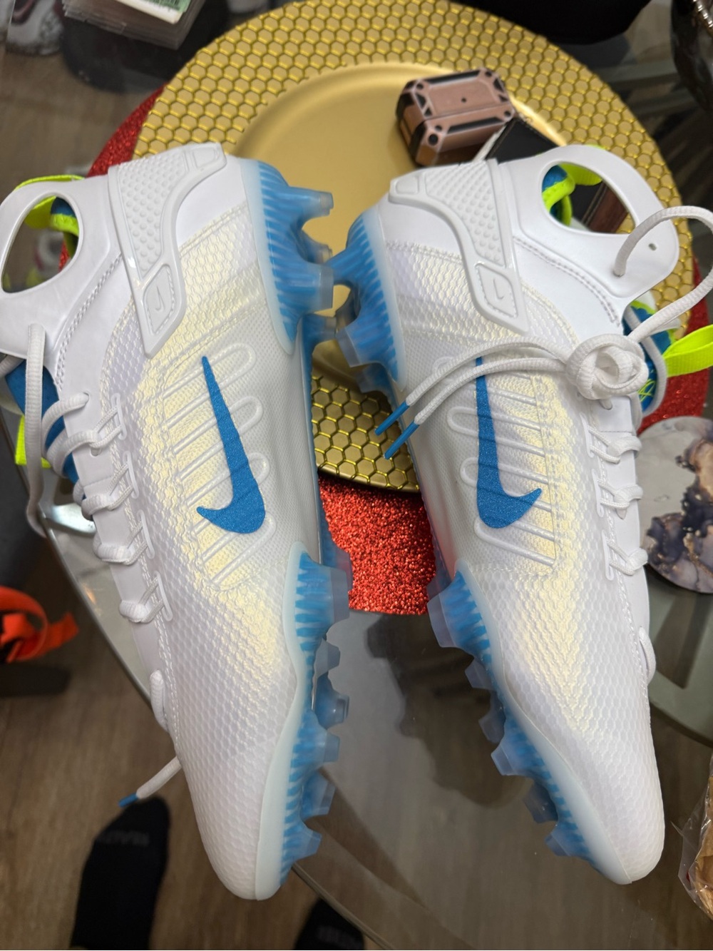 Nike Hurache Football Cleats with Blue Swoosh